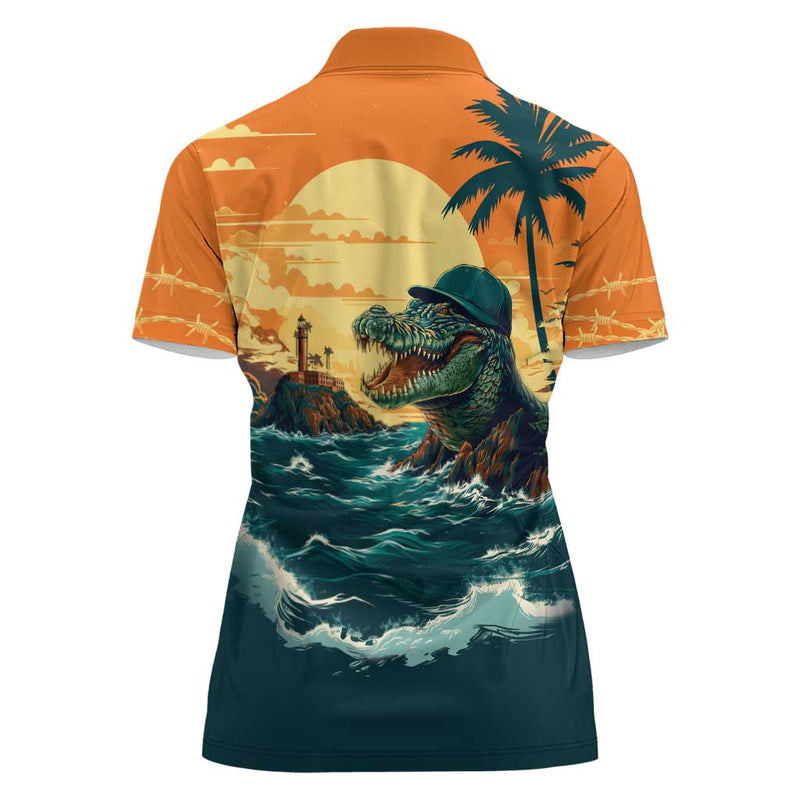 Everglades Alligator Alcatraz Vintage Women Polo Shirt