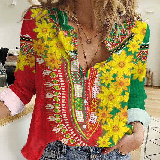Ethiopian New Year Enkutatash Adey Abeba Flower Art Women Casual Shirt
