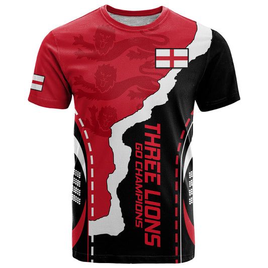 England The Three Lions Football Go Champions Red T Shirt