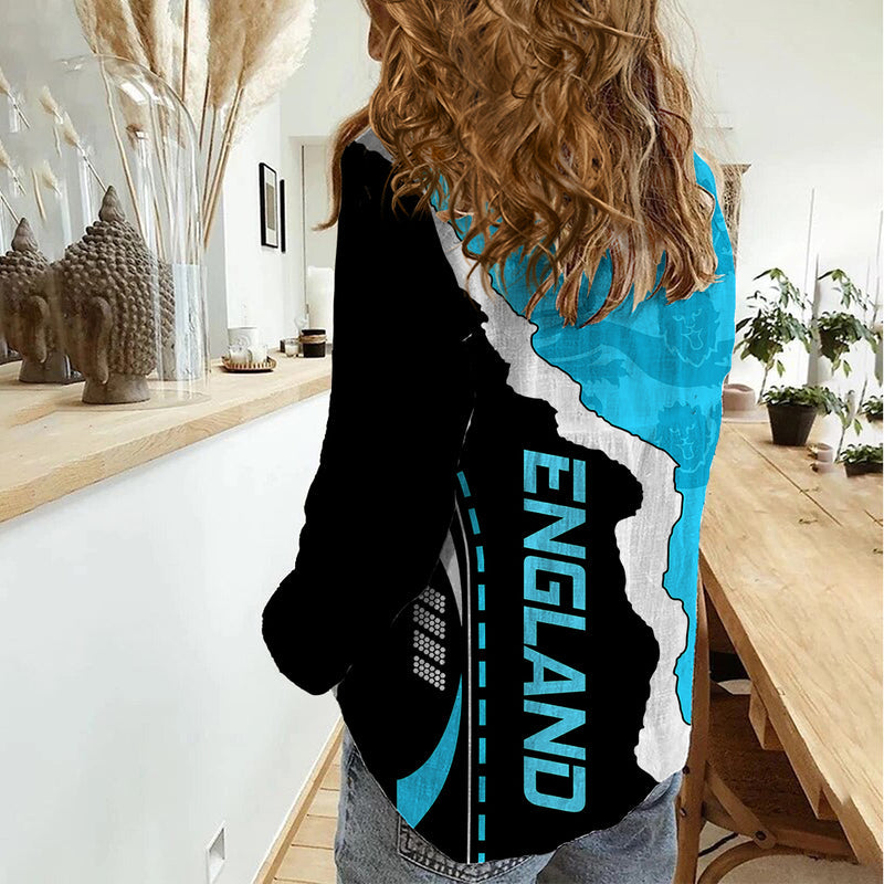 England The Three Lions Football Go Champions Blue Women Casual Shirt
