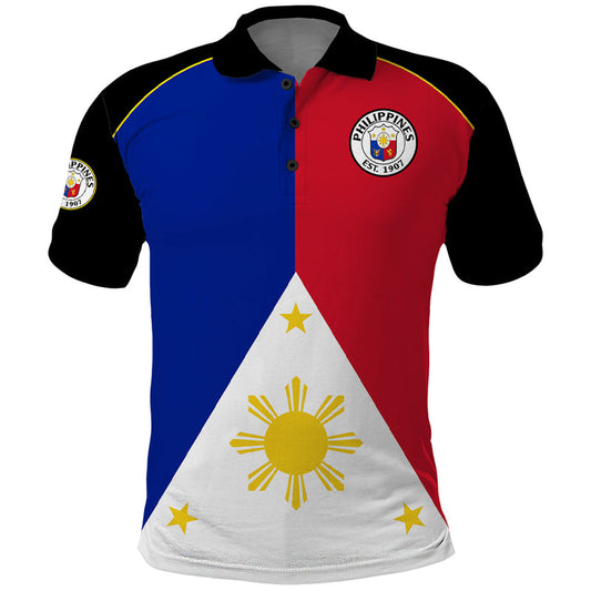 (Custom Text And Number) Philippines Concept Home Football Pilipinas Flag Black Style 2023 Polo Shirt
