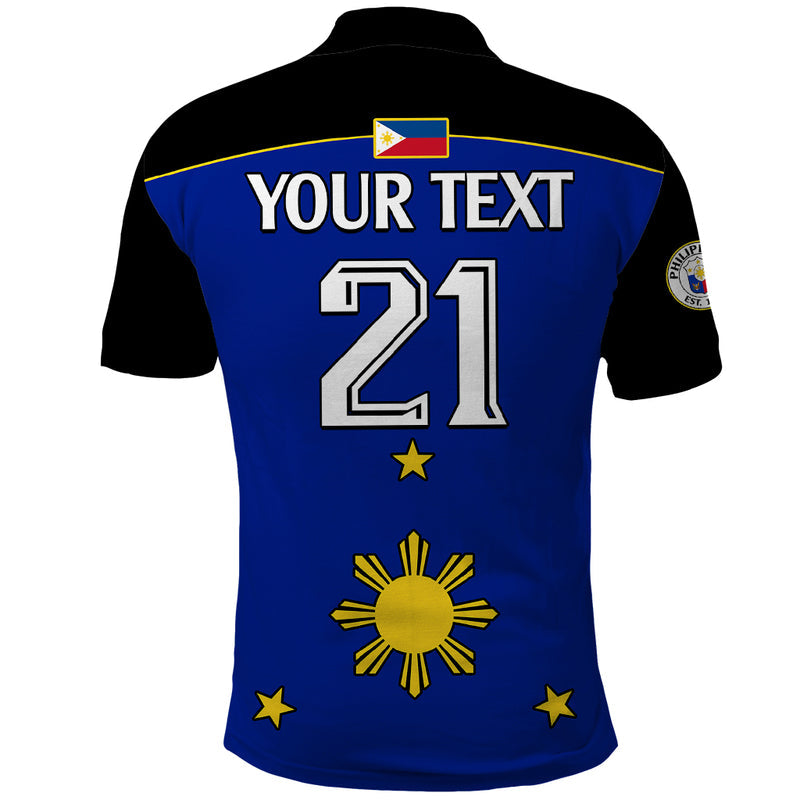 (Custom Text And Number) Philippines Concept Home Football Pilipinas Flag Black Style 2023 Polo Shirt