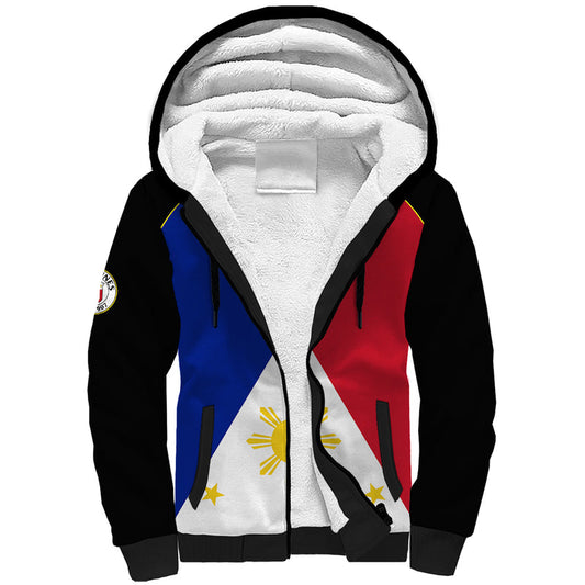 (Custom Text And Number) Philippines Concept Home Football Pilipinas Flag Black Style 2023 Sherpa Hoodie