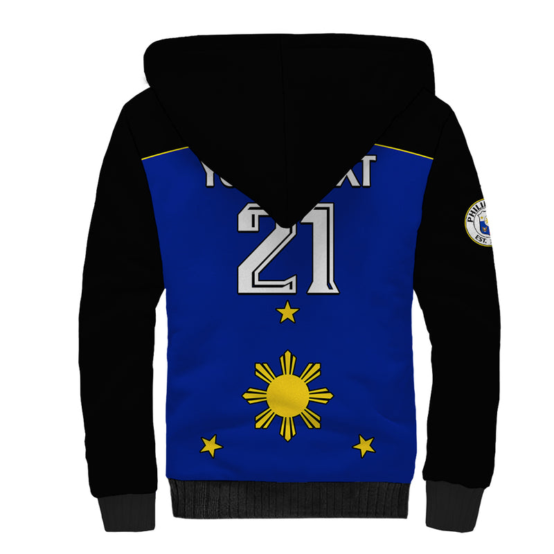 (Custom Text And Number) Philippines Concept Home Football Pilipinas Flag Black Style 2023 Sherpa Hoodie