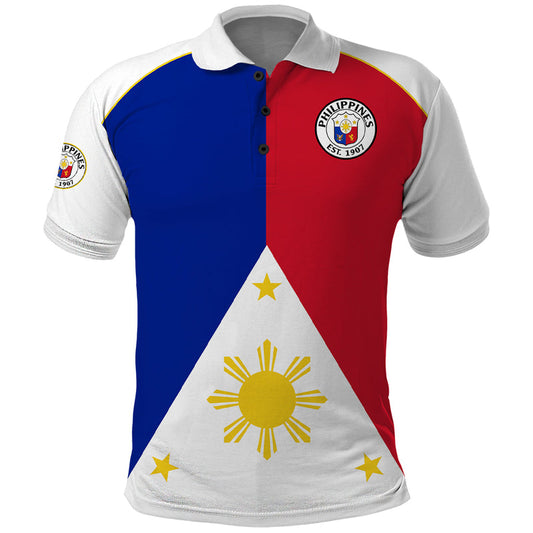 (Custom Text And Number) Philippines Concept Home Football Pilipinas Flag White Style 2023 Polo Shirt
