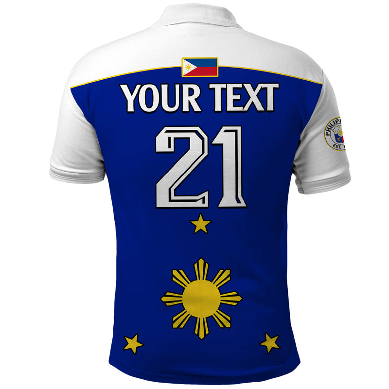(Custom Text And Number) Philippines Concept Home Football Pilipinas Flag White Style 2023 Polo Shirt