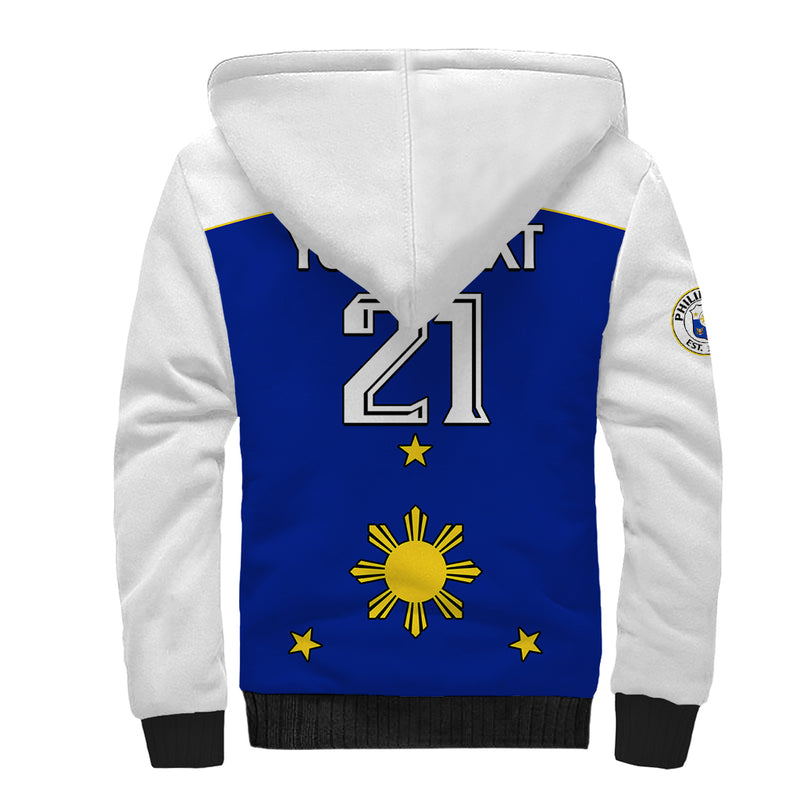 (Custom Text And Number) Philippines Concept Home Football Pilipinas Flag White Style 2023 Sherpa Hoodie