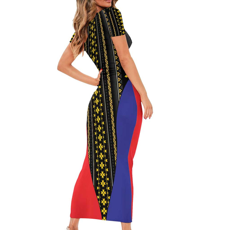Afro Pinoy Blackapino Half Black Filipino Short Sleeve Bodycon Dress