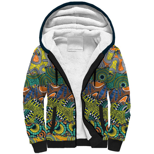 Africa Tribal Mixed Pattern Sherpa Hoodie