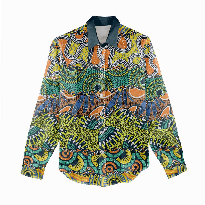 Africa Tribal Mixed Pattern Women Casual Shirt