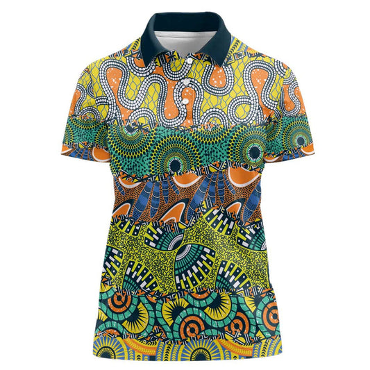 Africa Tribal Mixed Pattern Women Polo Shirt