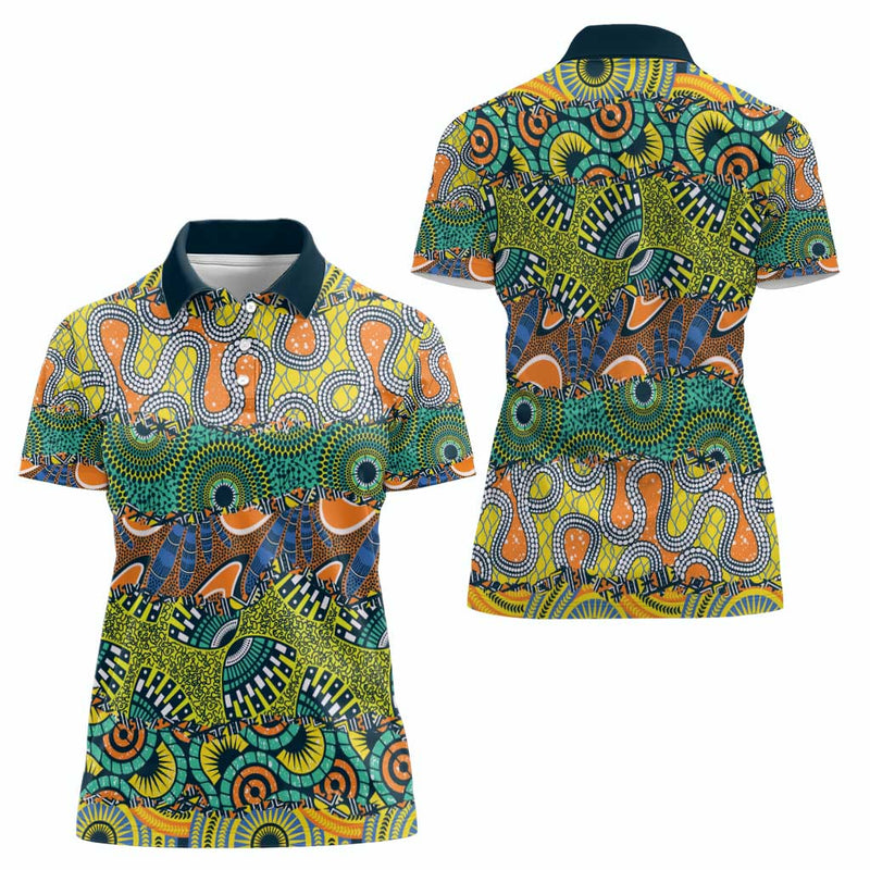 Africa Tribal Mixed Pattern Women Polo Shirt
