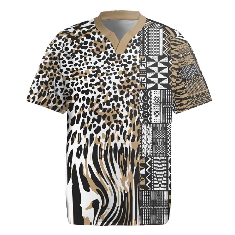 Africa Tribal Pattern Mixed Leopard Skin Rugby Jersey