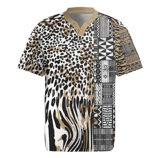 Africa Tribal Pattern Mixed Leopard Skin Rugby Jersey