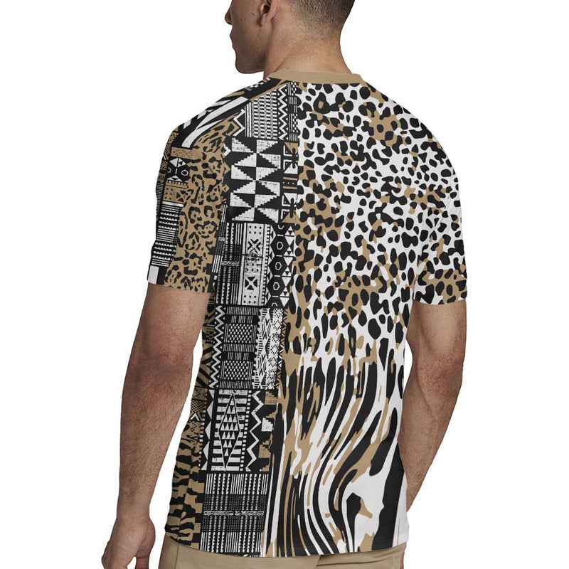 Africa Tribal Pattern Mixed Leopard Skin Rugby Jersey