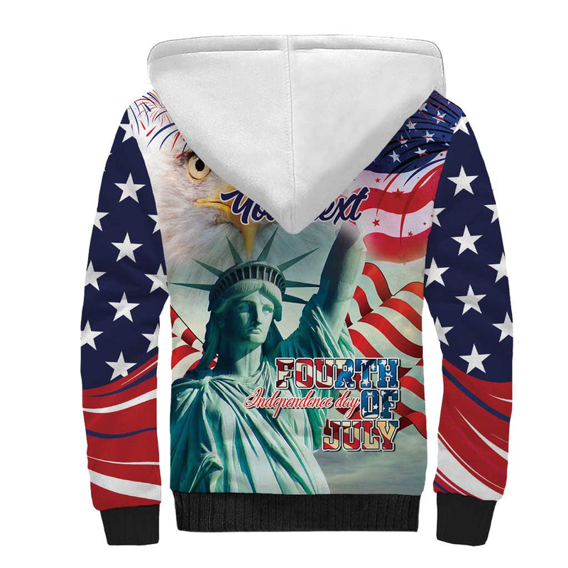 4th of July USA Statue of Liberty Happy Independence Day Sherpa Hoodie