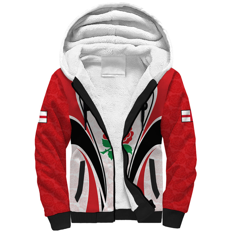 Custom England Rugby Come On Red Rose Word Cup 2023 Sherpa Hoodie