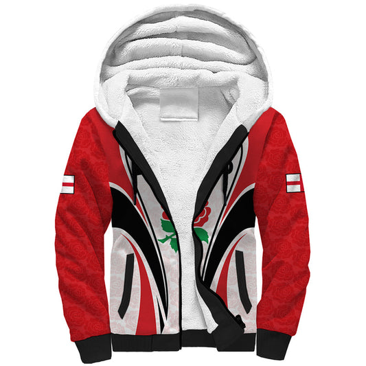 Custom England Rugby Come On Red Rose Word Cup 2023 Sherpa Hoodie
