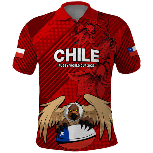 Custom Chile Rugby Los Condores Mascot with Bellflower World Cup 2023 Polo Shirt
