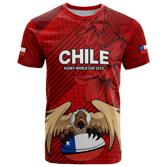 Custom Chile Rugby Los Condores Mascot with Bellflower World Cup 2023 T Shirt