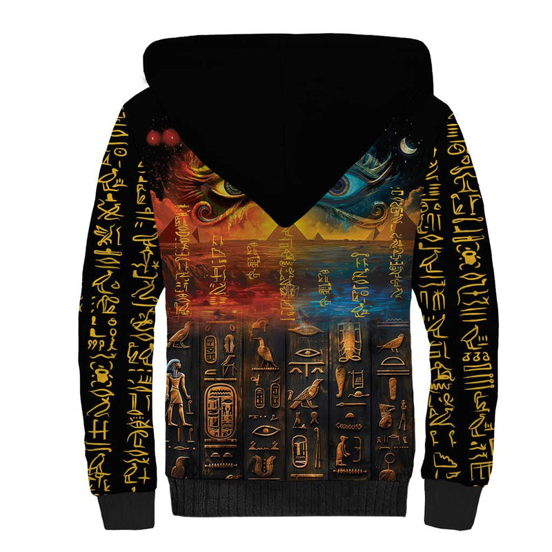 Eye of Ra and Eye of Horus Power and Magic Ancient Egyptian Mythology Sherpa Hoodie