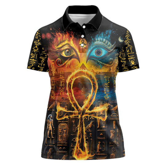Eye of Ra and Eye of Horus Power and Magic Ancient Egyptian Mythology Women Polo Shirt