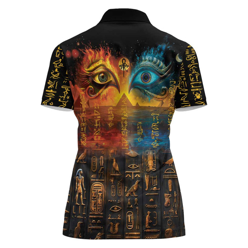 Eye of Ra and Eye of Horus Power and Magic Ancient Egyptian Mythology Women Polo Shirt