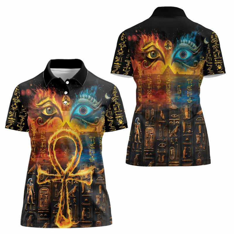 Eye of Ra and Eye of Horus Power and Magic Ancient Egyptian Mythology Women Polo Shirt