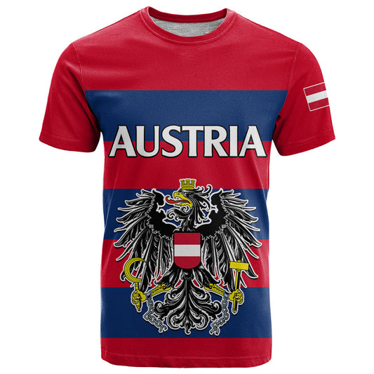 (Custom Text And Number) Austria Austrian Coat Of Arms Minimalist Red Style T Shirt