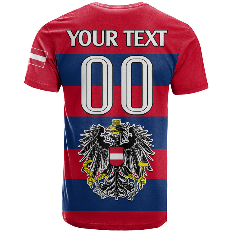 (Custom Text And Number) Austria Austrian Coat Of Arms Minimalist Red Style T Shirt