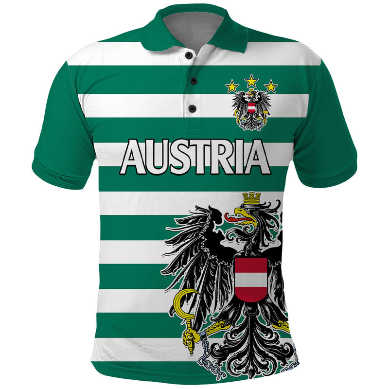 (Custom Text And Number) Austria Austrian Coat Of Arms Minimalist Green Style No2 Polo Shirt