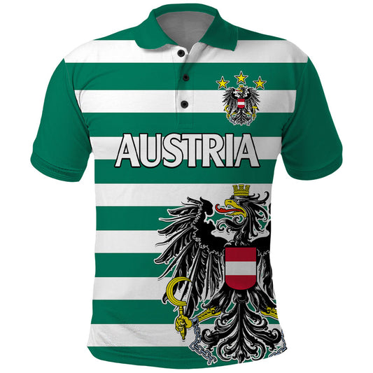 (Custom Text And Number) Austria Austrian Coat Of Arms Minimalist Green Style No2 Polo Shirt
