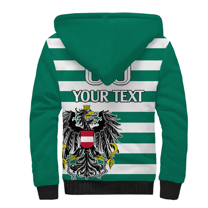 (Custom Text And Number) Austria Austrian Coat Of Arms Minimalist Green Style No2 Sherpa Hoodie