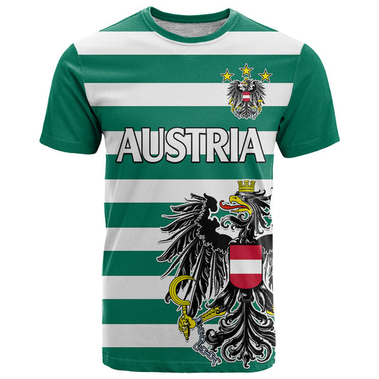 (Custom Text And Number) Austria Austrian Coat Of Arms Minimalist Green Style No2 T Shirt
