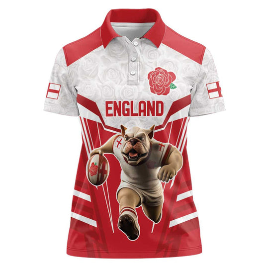 England Rugby Custom English Bull Dog Mascot Sporty Women Polo Shirt