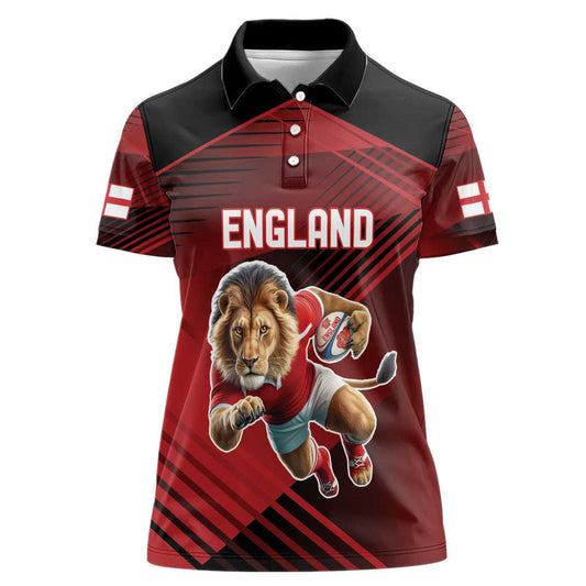 England Rugby Custom Lion Mascot Sporty Women Polo Shirt