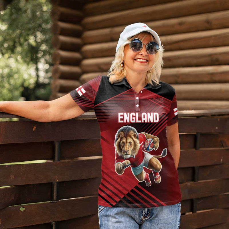 England Rugby Custom Lion Mascot Sporty Women Polo Shirt