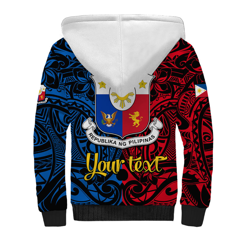 125th Independence Anniversary Philippines Polynesian Pilipinas Flag Style - Black Sherpa Hoodie