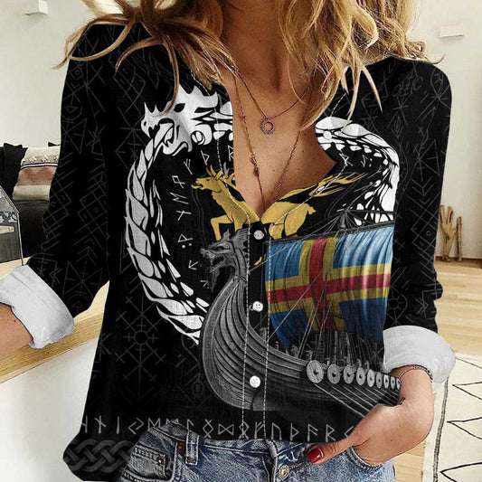 Aland Viking Drakkar Viking Blood Women Casual Shirt