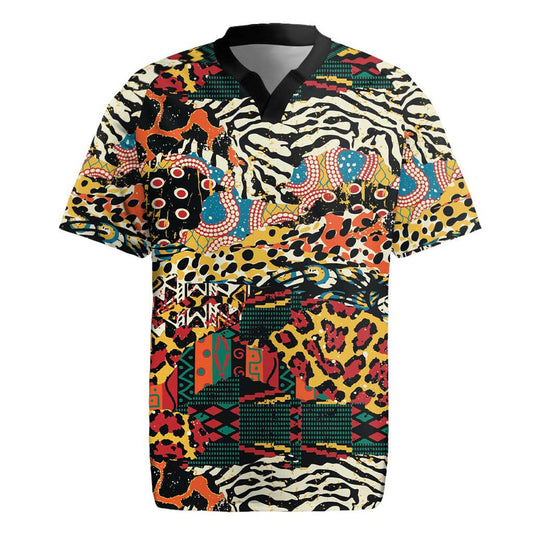 African Mixed Wild Animal Skins Rugby Jersey