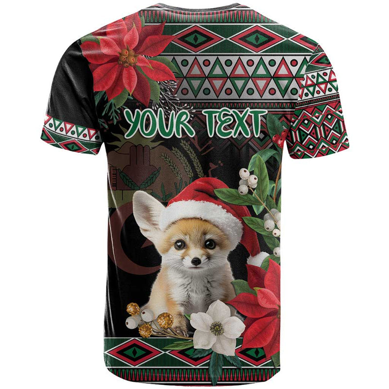 Algeria Christmas Fennec Fox Santa and Traditional Pattern T Shirt