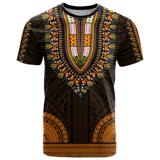 African Dashiki With Polynesian Pattern - Gold T Shirt