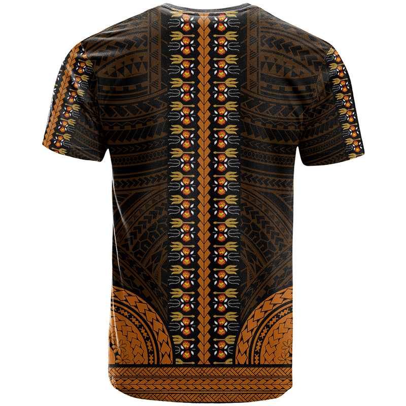 African Dashiki With Polynesian Pattern - Gold T Shirt