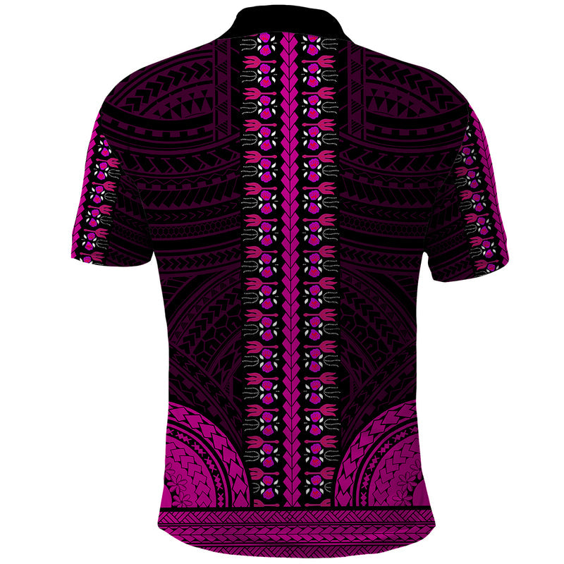 African Dashiki With Polynesian Pattern - Pink Polo Shirt