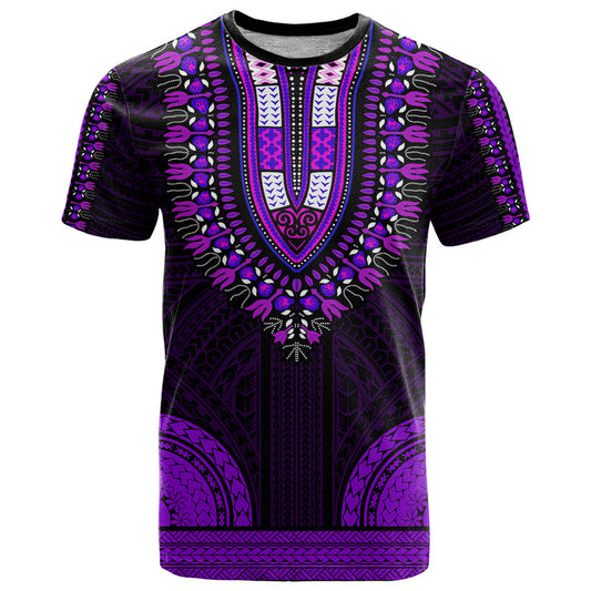 African Dashiki With Polynesian Pattern - Purple T Shirt