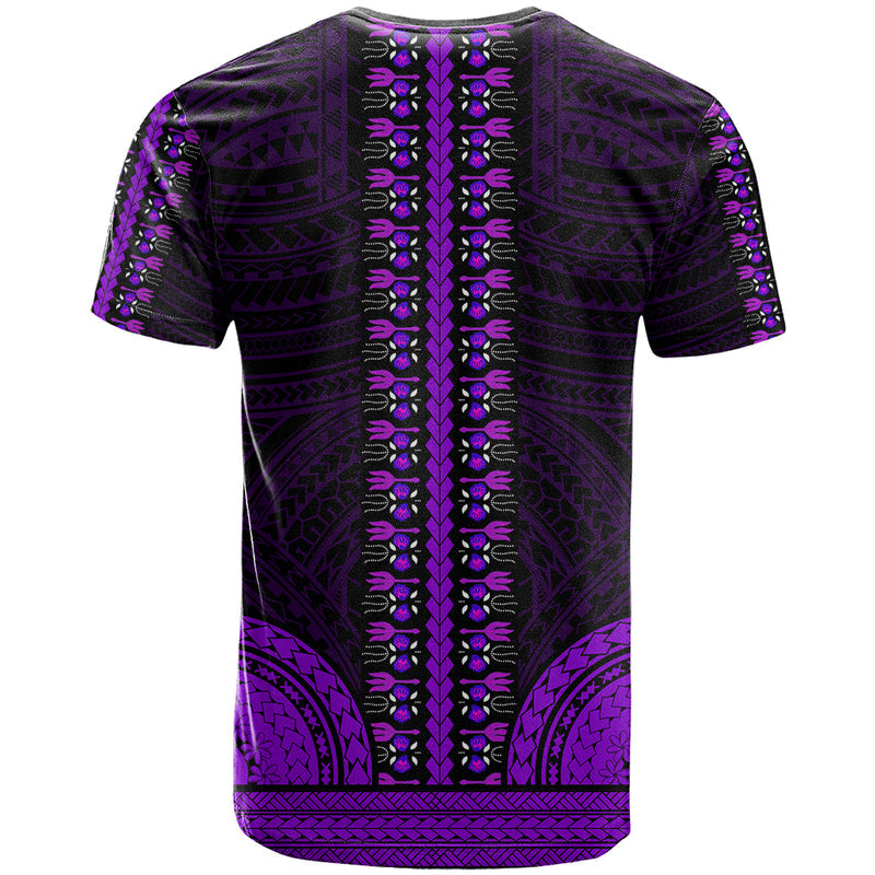 African Dashiki With Polynesian Pattern - Purple T Shirt