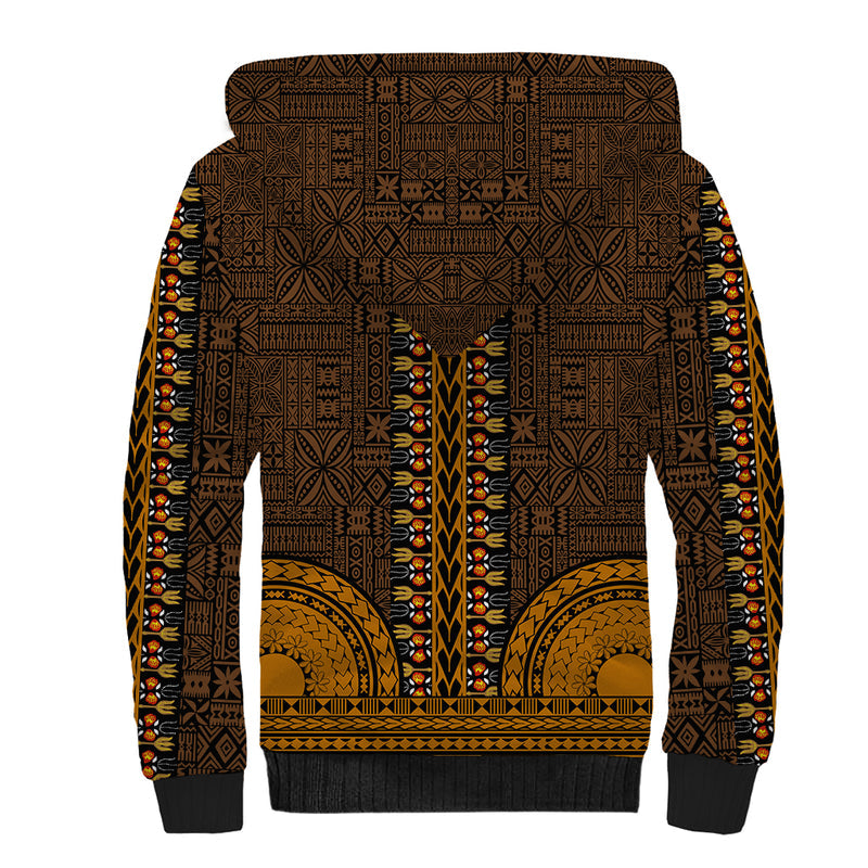 African Dashiki With Tapa Pattern - Gold Sherpa Hoodie