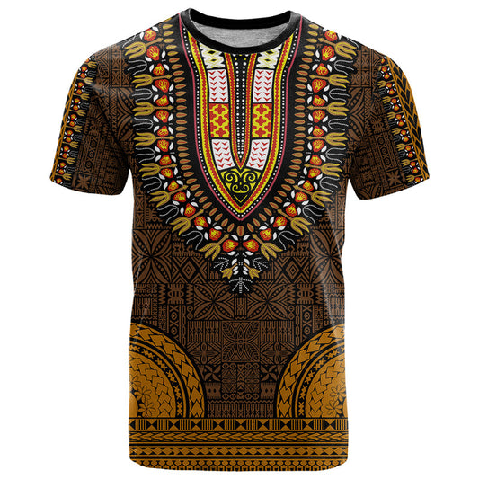 African Dashiki With Tapa Pattern - Gold T Shirt
