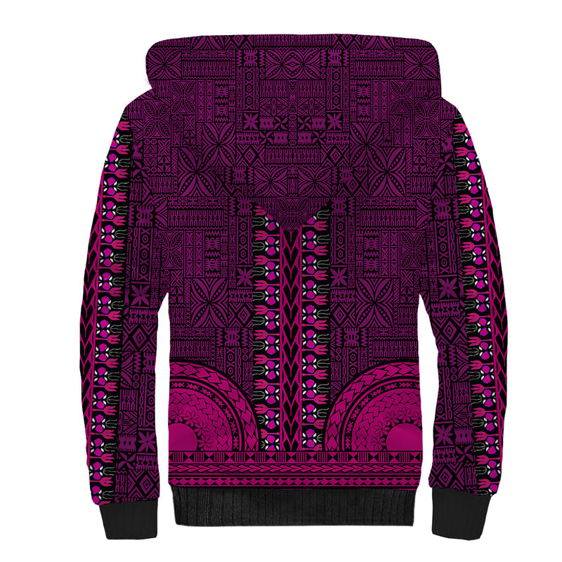 African Dashiki With Tapa Pattern - Pink Sherpa Hoodie