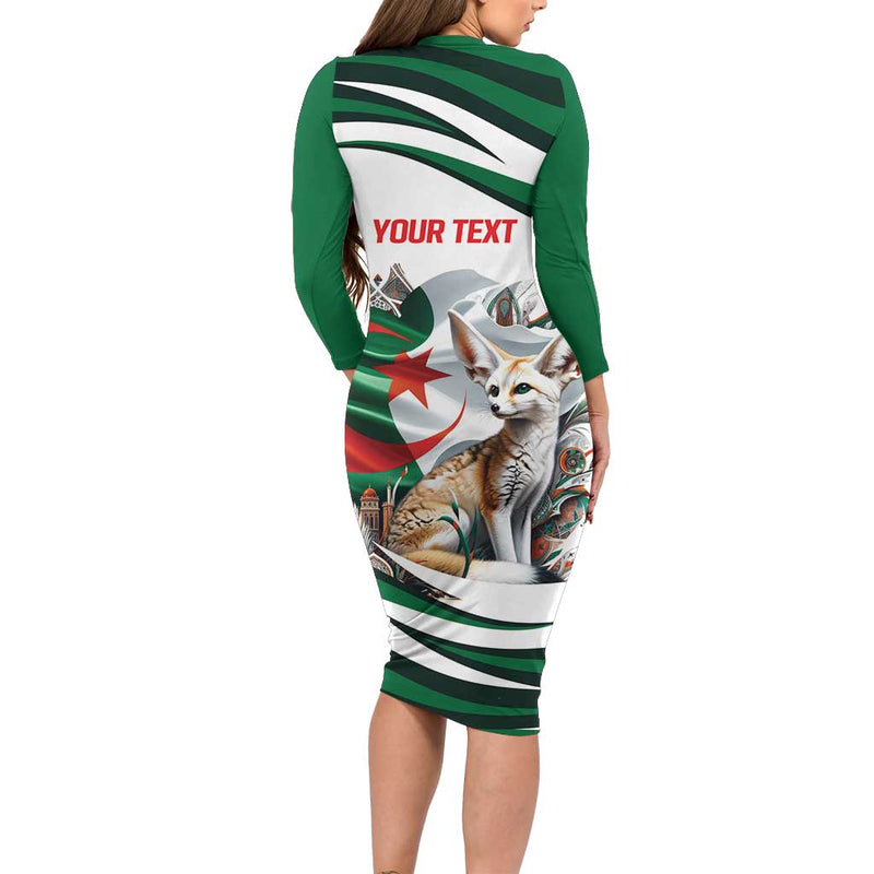 Algeria Fennec Fox With Algerian Culture And Nature Long Sleeve Bodycon Dress